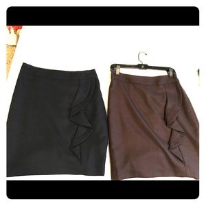 THE LIMITED set 2skirts ruffle; brown/ navy Sz 0